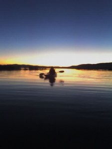 Danielle paddling into the mouth of the Provo