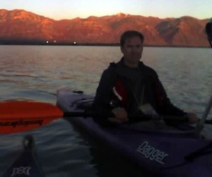 Shaun kayaks Utah Lake